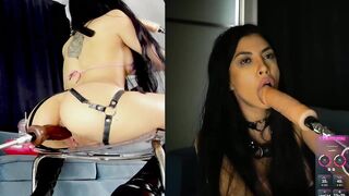 tokyo_yuria - Horny Latina gets fucked with a rubber mechanism in her pussy.