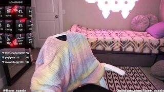 fiery_redhead - A young girl with pigtails sweetly communicates with her clothes and shy to undress in front of the camera.