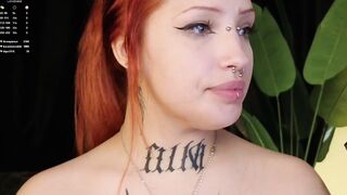 violetvio1ator - Young woman in tattoos naked sweetly communicates and gets pleasure from lavens in pussy