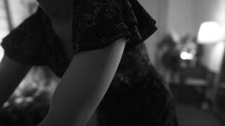 excitease -Baby in a dress dances in front of the camera and sweetly communicates getting pleasure