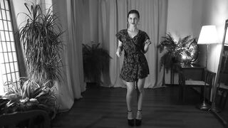excitease -Baby in a dress dances in front of the camera and sweetly communicates getting pleasure