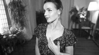 excitease -Baby in a dress dances in front of the camera and sweetly communicates getting pleasure